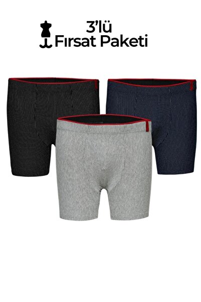 Erdem 3-Piece Boxer Cotton Elastane Striped Flexible Comfortable Daily Underw...