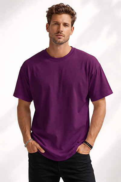 ArtYus Tricou oversize unisex, simplu, fără imprimeu – Tricou casual din bumb...
