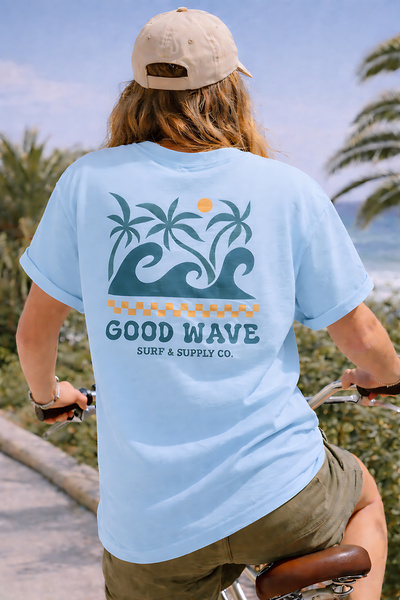 ArtYus Good Wave Back-Printed Unisex Oversize T-Shirt – Cotton Crew Neck Casu...