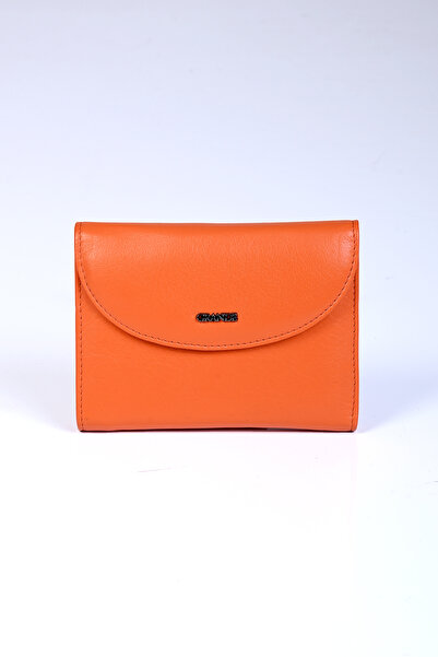 Grande 3206 Genuine Leather Women's Wallet Orange Color Multi-Compartment Sty...