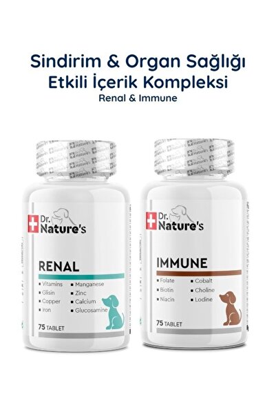 Dr. Nature's Köpek Renal Destek + Immune Multivitamin Seti – Böbrek ve Günlük...