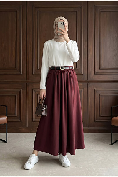 MODAQU Λιτή φούστα - Βουργουνδία - Μακρύ