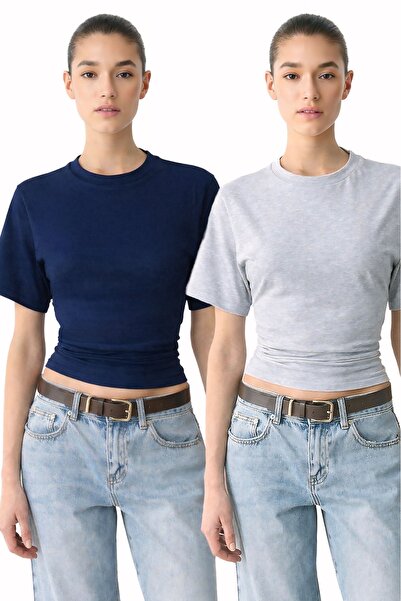 ossons Μπλουζάκια με μανίκια νυχτερίδας και σχέδιο μέσης Βαμβάκι - Σετ 2 τεμα...