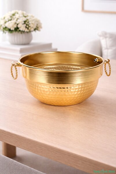 Yapay Çiçek Sitesi Metal Impact-Resistant Earring Flower Pot 12.5 cm Gold