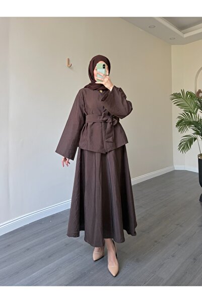 Esre Store Σετ με hijab - Καφέ - Maxi