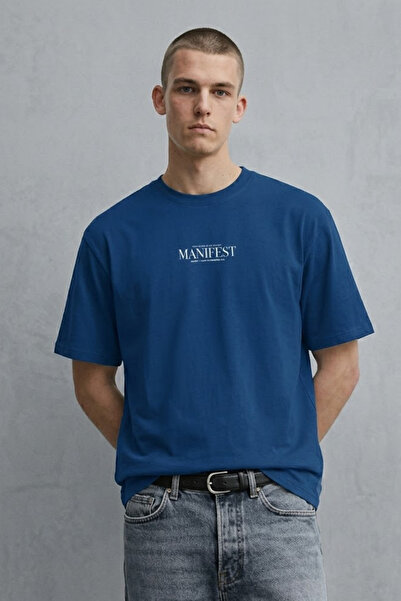 MATERIAL T-Shirt - Μπλε - Oversize