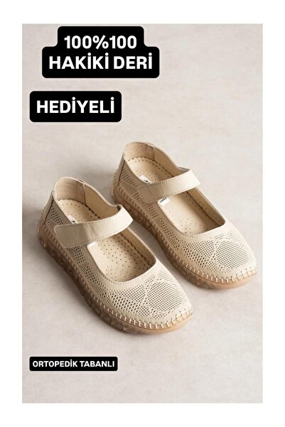 KAYGISIZ AYAKKABI Genuine Leather Lightweight Comfort Orthopedic Women's Casu...