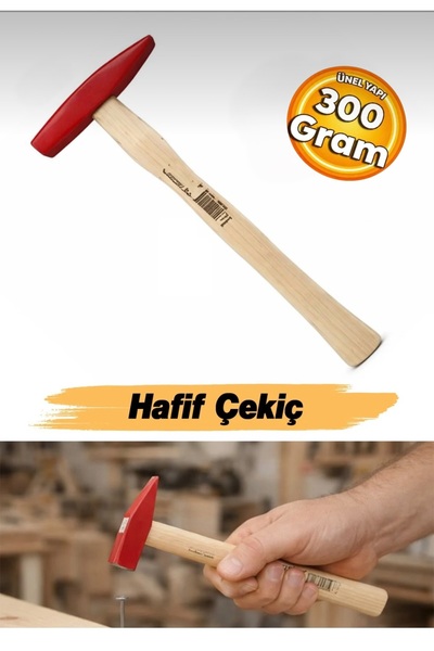 S508 Ahşap Saplı Tesviyeci Çekiç 300 Gram Kırmızı Çekiç 300 Gram
