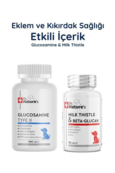 Dr. Nature's Köpek Glukozamin 300 Tablet + Milk Thistle Seti – Eklem ve Karac...
