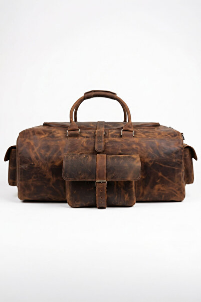 Tantobushcraft Hakiki Deri Seyahat Bavulu 60 L Büyük Boy Vintage Kahverengi Ç...