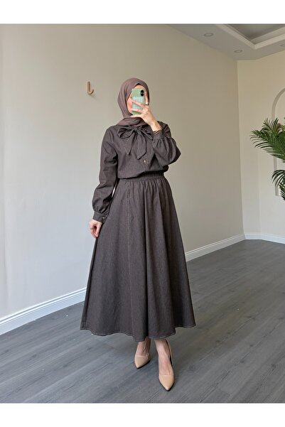 Esre Store Σετ με hijab - Καφέ - Maxi