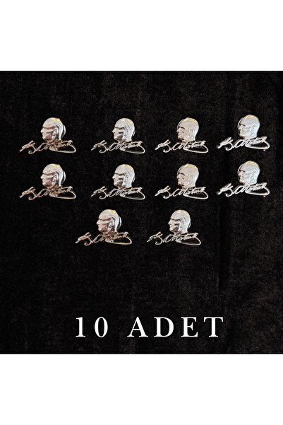 Eksero Atatürk ve İmzası Yaka Rozeti (10 Adet)