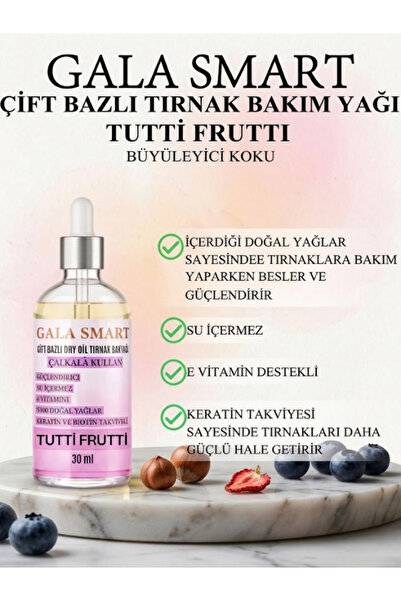 gala smart Tutti Frutti Çift Bazlı Dry Oil Tırnak Bakım Yağı Keratin E Vitami...