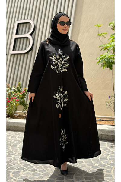 Hasnaa Abaya عباية غزل بتطريز بيج