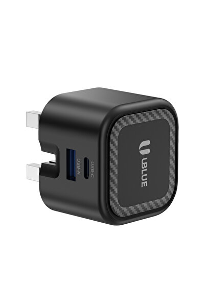 UBLUE شاحن حائط 35 واط بتقنية GaN من النوع C، بمنفذين (USB-C + USB-A)، تيار م...
