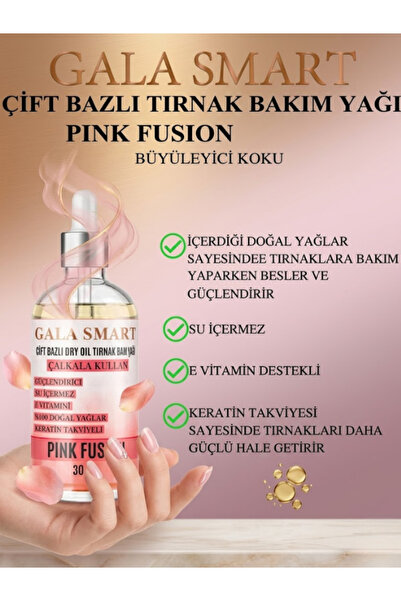 gala smart Pink Fusion Çift Bazlı Dry Oil Tırnak Bakım Yağı Keratin E Vitamin...