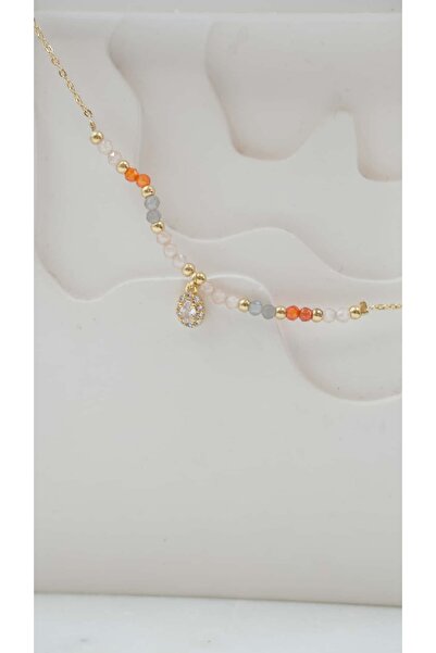 Jerie Gold Oval Montür Taş Detaylı Halhal