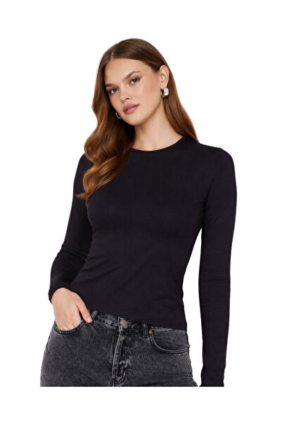 Bisiklet Yaka Basic Ultra Soft Kadın Uzun Kol Body