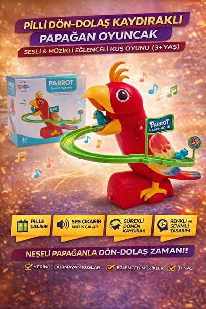 TRUST STORE Pilli Dön-Dolaş Kaydıraklı Papağan Oyuncak Sesli & Müzikli Eğlenc...