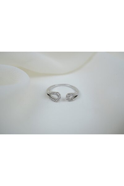 ATELİER TUĞBA Yzk429 Serçe Finger Zircon Stone Drop Shape Silver Adjustable Ring