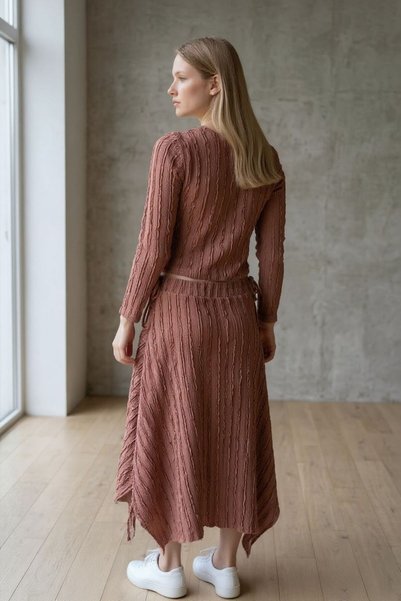 WYNA BOUTİQUE Textured Side-Raised Lining Double Set