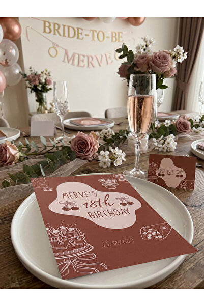 Atölyer parti davetiye isimlik seti ( 5 adet ) Bride to be , Doğum günü partisi