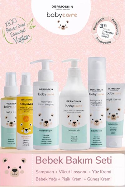 Dermoskin Babycare Bebek Bakım Seti | Şampuan + Vücut Losyonu + Yüz Kremi + B...