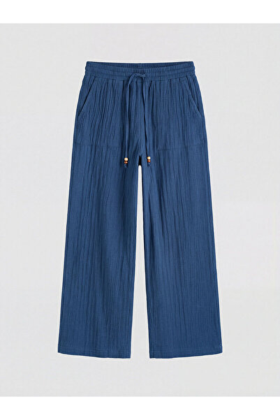 LC Waikiki Peak New Season Elastic Waist Textured Muslin Women's Trousers