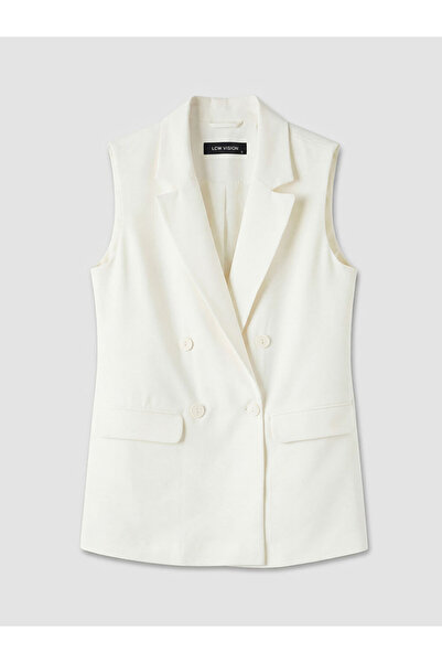 LC Waikiki Ecru Double-Breasted Collared Women's Classic Vest by Güli̇s Gi̇yi̇m