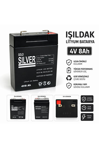 farissu Gold Silver 4V 8Ah Lithium Ion Işıldak Aküsü - Yedek Batarya