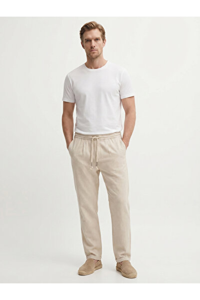 Xint Erkek Naturel Keten Karışımlı Slim Fit Jogger