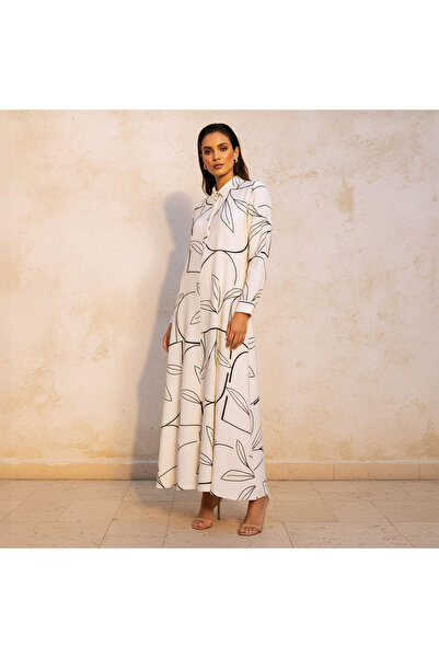 Iconic فستان نسائي مطبوع بقصة A-line مع جيب مخفي