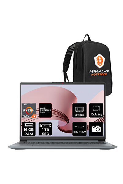 LENOVO Ideapad Slim 3 Ryzen 5 7520U 16GB RAM 1TB SSD 15.6" FHD FreeDOS 82XQ00...