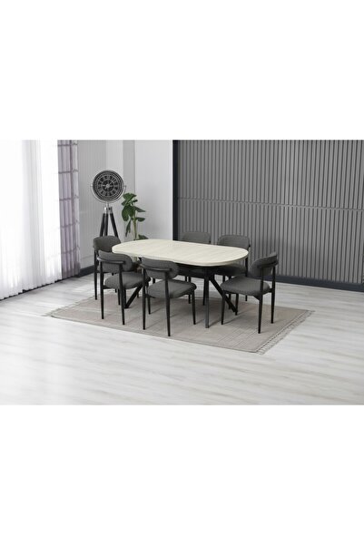 JoyMassa LUNA ARYA YEMEK MASASI TAKIMI / 6 KİŞİLİK MDF MASA & POLO SANDALYE T...