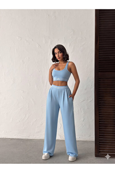 TrendButikBurada High Waist Wide Leg Pants and Bustier Set - Relaxed Fit Two-...