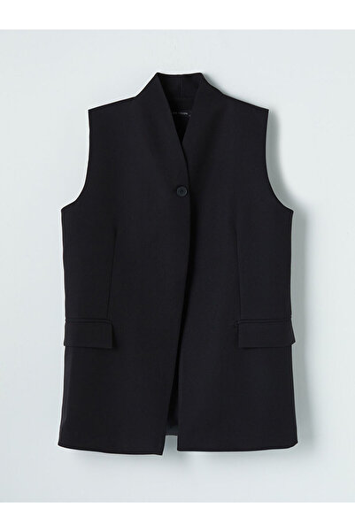 LC Waikiki Black Stand Collar Women's Classic Vest by Güli̇s Gi̇yi̇m
