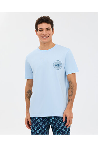 SKECHERS M Regular T-Shirt Erkek Mavi Tshirt S2610119-0721