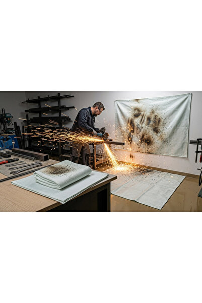LOCKEDFIRE 700°C Dayanıklı Yanmaz Kaynak Battaniyesi H1000 - 100x100 cm Cam E...