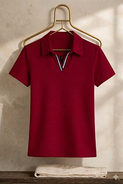 ALİ.COM Γυναικείο κοντομάνικο μπλουζάκι πόλο με ριγέ λεπτομέρειες, στενή εφαρ...