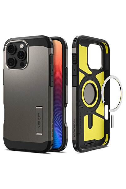 Spigen iPhone 16 Pro Tough Armor MagSafe Case (ACS08145), shockproof, grey
