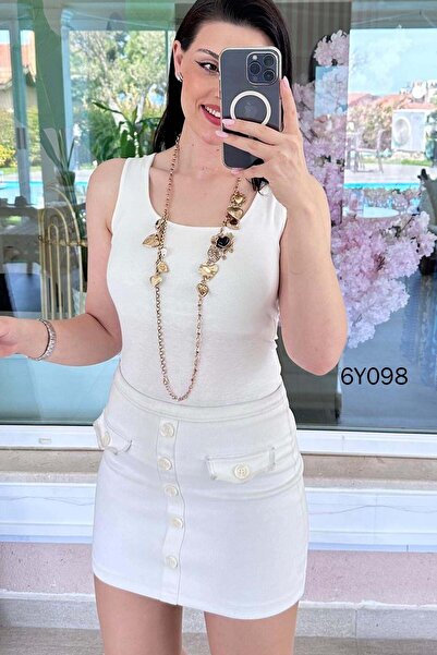 İnce Topuk Square Collar Double Layer Front Tshirt 6Y098