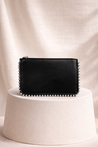 Sellini Trok Detailed Chain Strap Edge Women's Hand and Shoulder Bag Black
