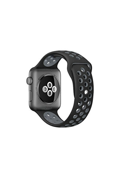OEM Λουράκι Σιλικόνης Μαύρο / Γκρι (Apple Watch 42/44/45mm)