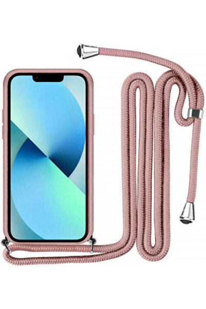 OEM Θήκη σιλικόνης με κορδόνι για iPhone 14 Pro, ροζ πούδρα.