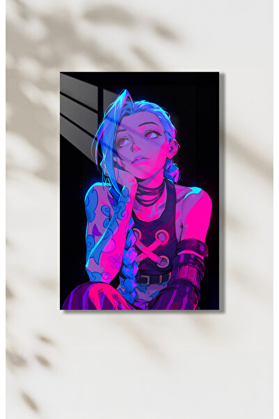 PESHLİSTORE Jinx Arcane HD Metal Poster – Neon Cyberpunk Tasarım