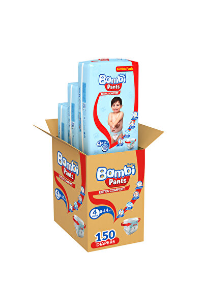 Sanita Bambi Diaper Pants, 150 Diapers, Size 4 (8-14 kg), x 3 Jumbo Pack