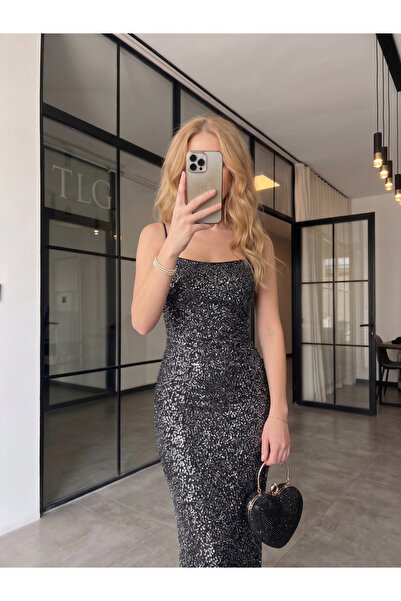 TLG TLG GİYİM Φόρεμα - Ασημί - Τοποθετημένο