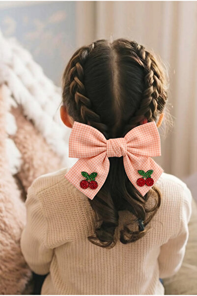 Katia&Bony Αυτόματη πόρπη με φιόγκο πουά και αξεσουάρ κερασί, ανοιχτό ροζ