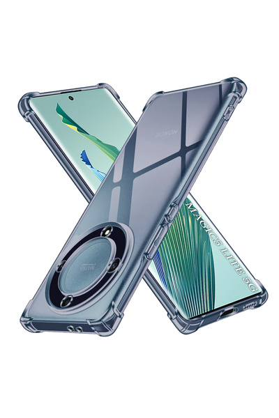 DAMUR Husa Clear Anti-Soc Honor Magic5 Lite, Protectie Colturi AirBag, Fumuriu