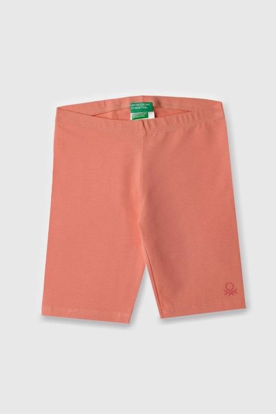 Benetton Girls' 4-14 Years Old Logo Printed Short Leggings Powder
